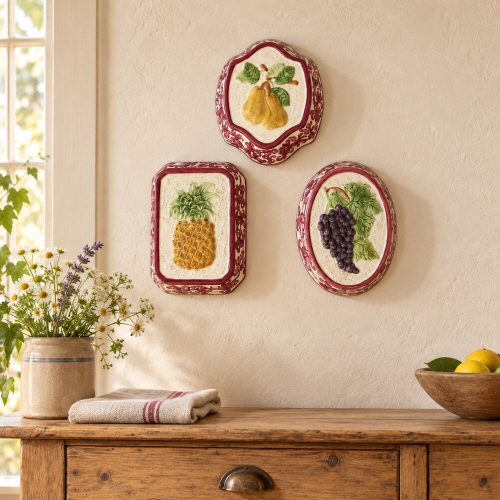Vintage CBK Ltd Ceramic Fruit Jelly Molds Set of 3 Wall Decor